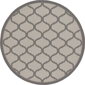 Unique Loom Outdoor Trellis Moroccan Machine Made Geometric Rug Gray, Silver 6' 1" x 6' 1"