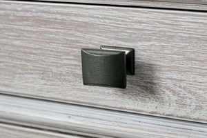 English Elm Transitional 3 Drawer Nightstand Dentil Molding Dovetail Elm Veneer Weathered Gray B2741P435891