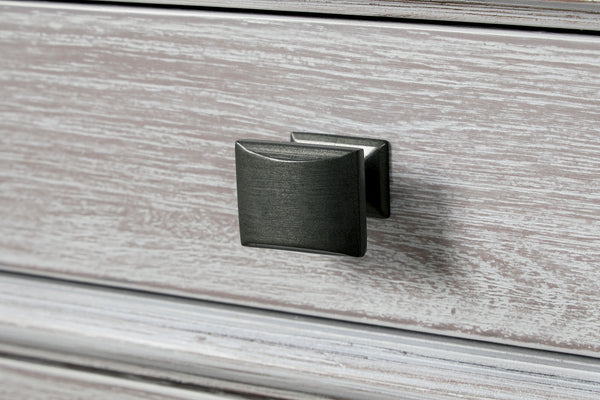 English Elm Transitional 3 Drawer Nightstand Dentil Molding Dovetail Elm Veneer Weathered Gray B2741P435891