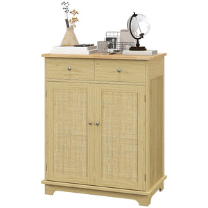 English Elm Homcom Sideboard With Rubberwood Countertop, Versatile Modern Kitchen Storage & Coffee Bar Cabinet W2225P217716