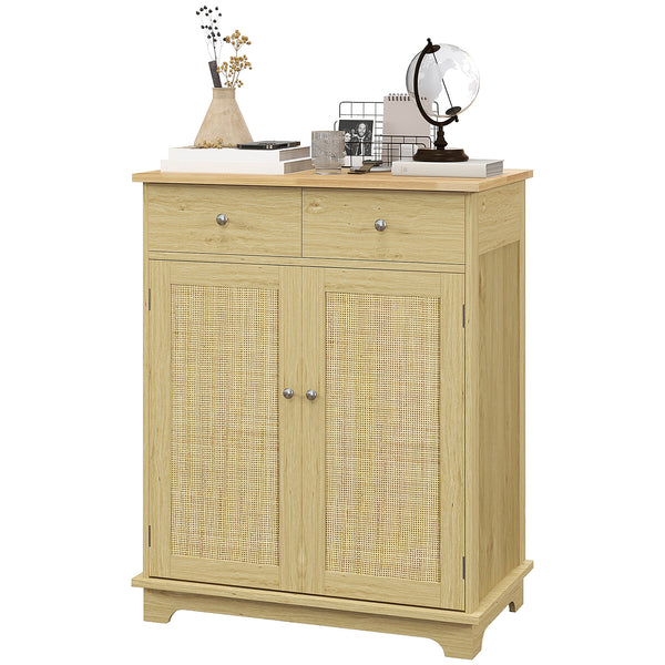 English Elm Homcom Sideboard With Rubberwood Countertop, Versatile Modern Kitchen Storage & Coffee Bar Cabinet W2225P217716