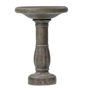 English Elm Polyresin Pedestal Birdbath Antique Gray Stone Look Outdoor Garden Accent 25 Inch N772P450049G
