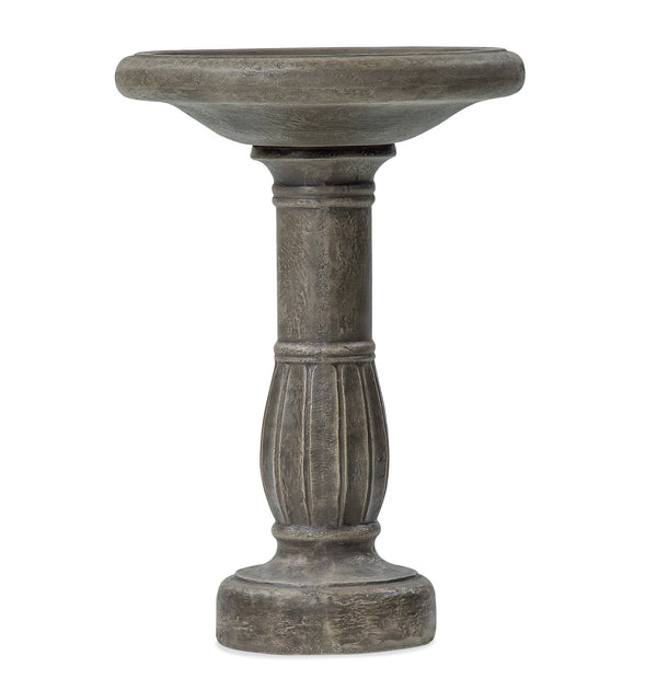 English Elm Polyresin Pedestal Birdbath Antique Gray Stone Look Outdoor Garden Accent 25 Inch N772P450049G