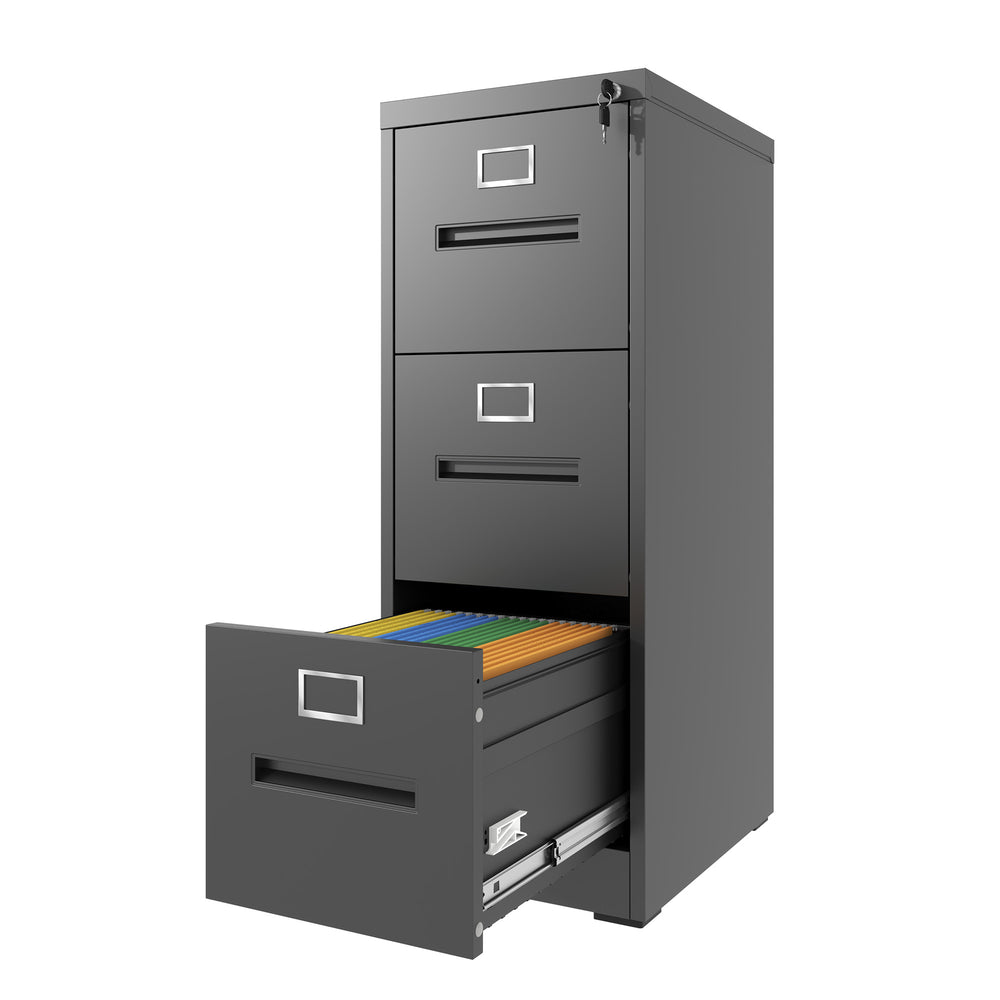 English Elm 3 Drawer Steel Vertical File Cabinet with Lock for Home Office Legal Letter Folders T2398P272052