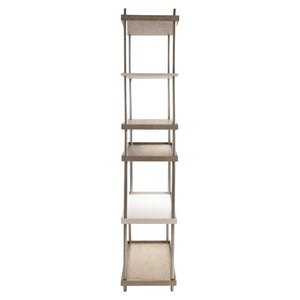 Bernhardt Bernhardt Anax Etagere Sculptural Oak & Faux Stone Shelving With Graphite Cast-Aluminum Posts, 80" Tall 313812