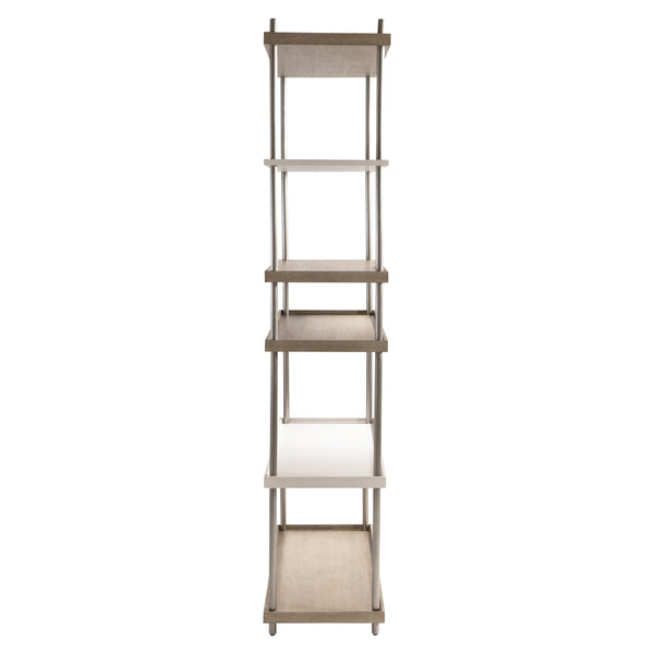 Bernhardt Bernhardt Anax Etagere Sculptural Oak & Faux Stone Shelving With Graphite Cast-Aluminum Posts, 80" Tall 313812
