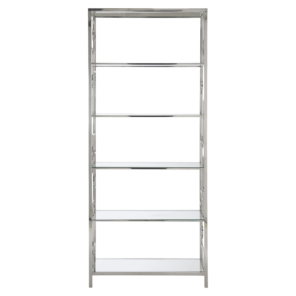 Bernhardt Bernhardt Alba Etagere — Polished Stainless Steel Display With Onyx Accents, Mirrored Glass Shelves (86"H) 305127