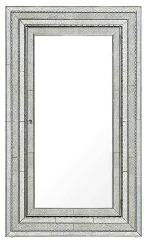 Hooker Furniture Melange Champagne Glam Floor Mirror Jewelry Armoire Wall-Mount Full-Length Mirror With Felt-Lined Storage 638-50012