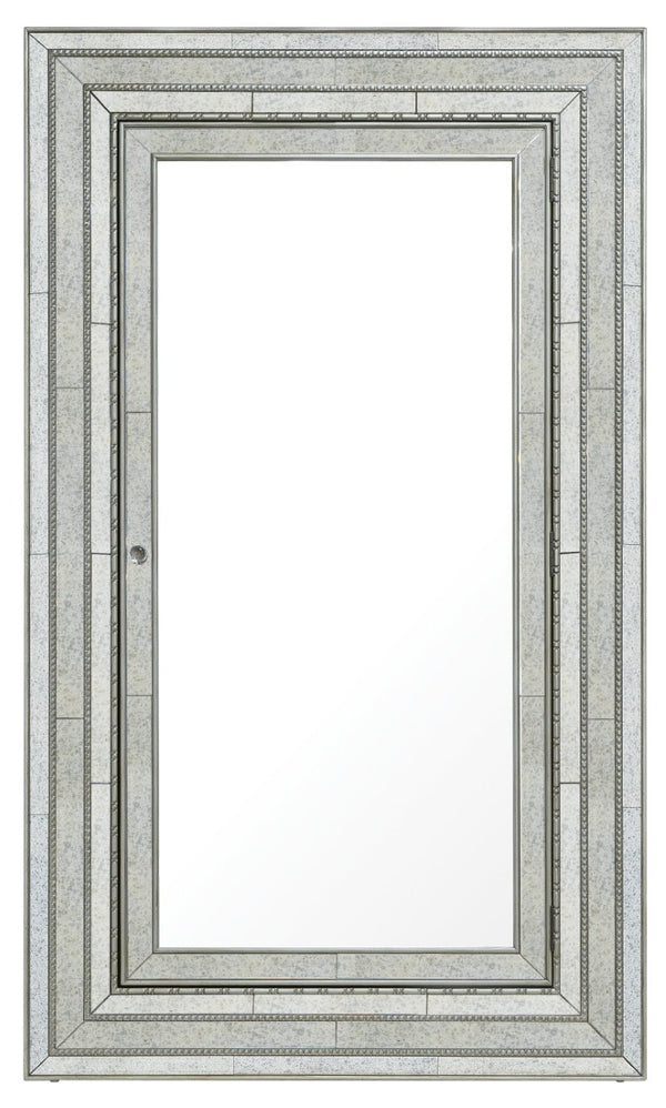 Hooker Furniture Melange Champagne Glam Floor Mirror Jewelry Armoire Wall-Mount Full-Length Mirror With Felt-Lined Storage 638-50012