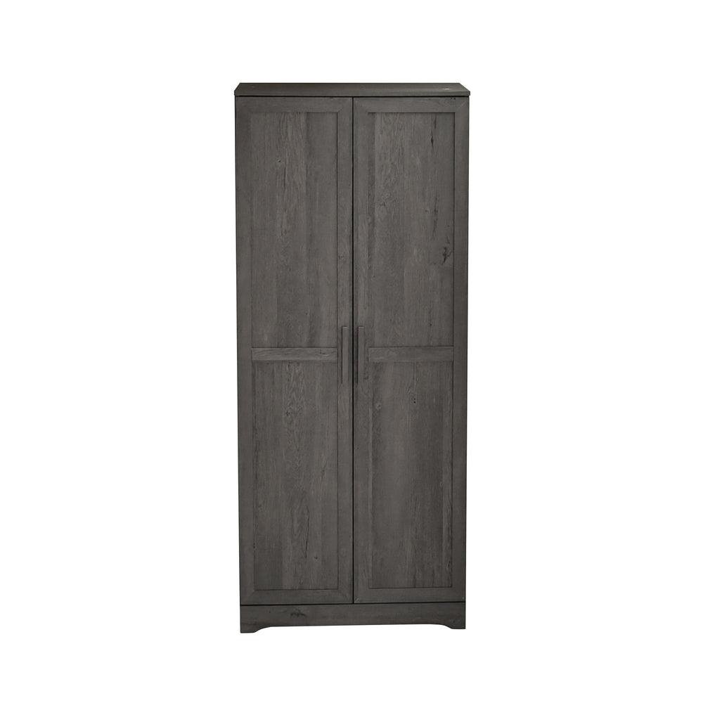 English Elm Christopher Knight Home® - DELANEY Rustic 2-Door Wardrobe Grey with Faux Wood Finish, 75" Tall Armoire for Organized Storage 71142.00