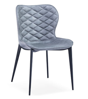 VIG Furniture Felicia Grey Vegan Leather Dining Chairs Set Of 2 — Diamond Tufted Wingback, Matte Black Metal Legs VGHR3588-GRY-DC