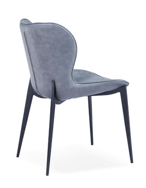 VIG Furniture Felicia Grey Vegan Leather Dining Chairs Set Of 2 — Diamond Tufted Wingback, Matte Black Metal Legs VGHR3588-GRY-DC