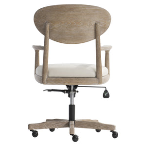 Bernhardt Bernhardt Midcentury Aventura Office Chair With Leather Seat, Sculpted Wood Frame, Tilt & Swivel D11012