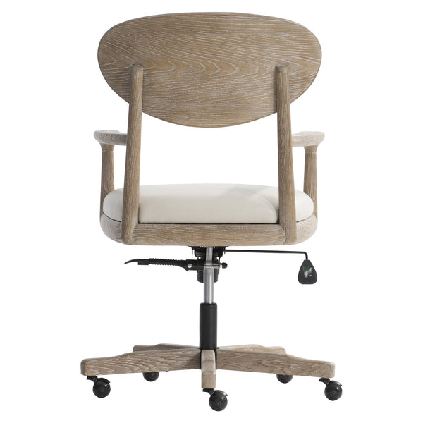 Bernhardt Bernhardt Midcentury Aventura Office Chair With Leather Seat, Sculpted Wood Frame, Tilt & Swivel D11012