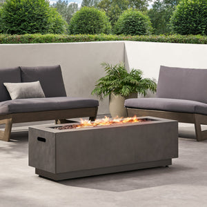 English Elm 40" Outdoor Propane Fire Pit 50000 Btu Powder Coated Iron Rectangular Patio Warmer 62836.00CONRT-50K_67760.00CONR