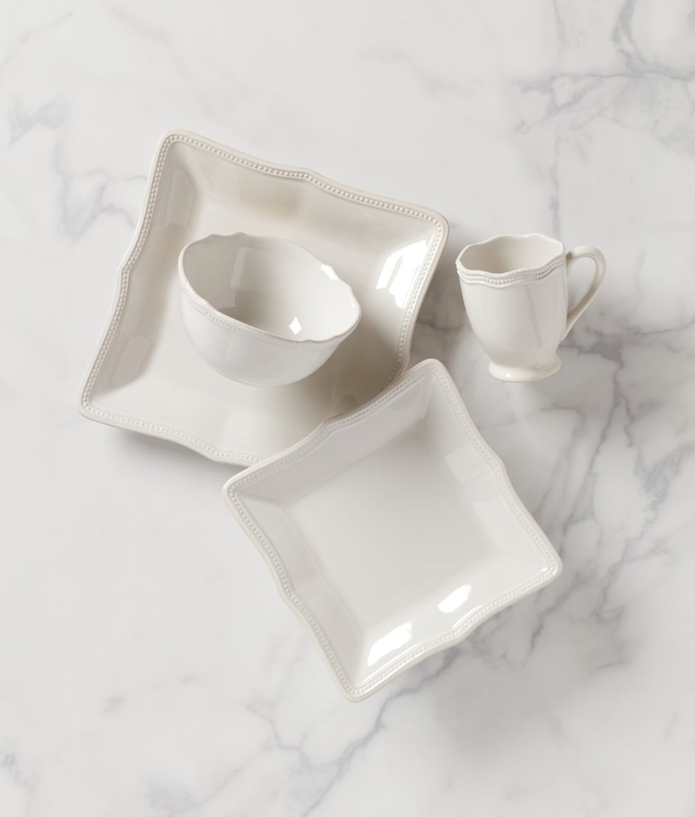 Lenox French Perle Bead White Square 4-piece Place Setting White, WHITE STONEWARE 854796