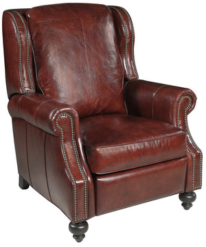 Hooker Furniture Drake Recliner In Balmoral Aniline Top-Grain Leather With Nailhead Trim And Push-To-Recline Comfort Red RC140-085