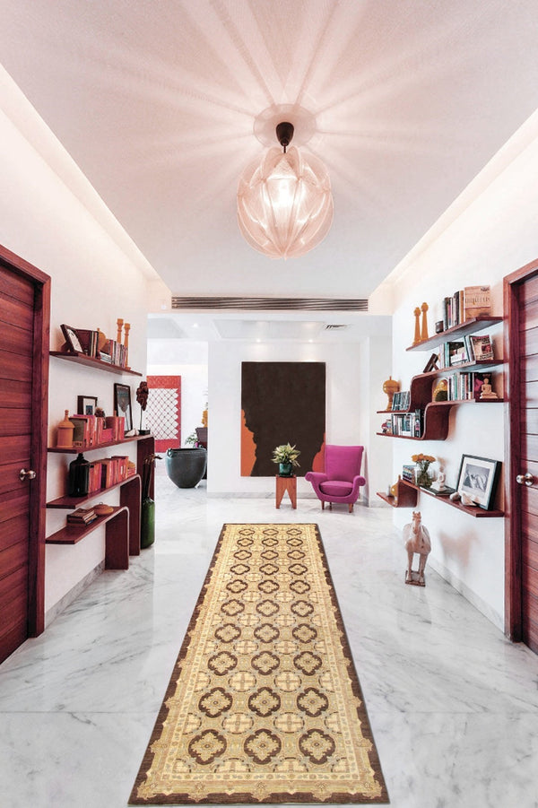 Pasargad Home Denver Hand-knotted Lamb's Wool Area Rug - Elegant Floral Design For Any Room   Pan-6024 7x21