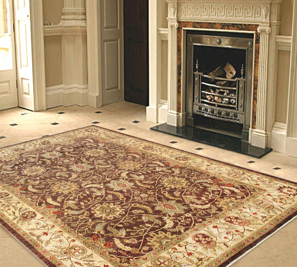Pasargad Home Denver Hand-knotted Lamb's Wool Area Rug - Elegant Floral Design For Any Room   Pan-614 8x10
