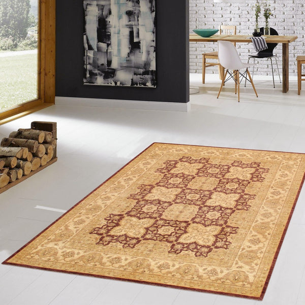 Pasargad Home Denver Hand-knotted Lamb's Wool Area Rug - Elegant Floral Design For Any Room   Panf-6001 Plum 9x12