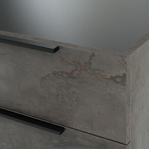 VIG Furniture Ferrara Volcano Oxide Grey Nightstand — Italian-Made Compact 2-Drawer Bedside With Soft-Close Glide, Textured Volcanic Finish VGACFERRARA-NS