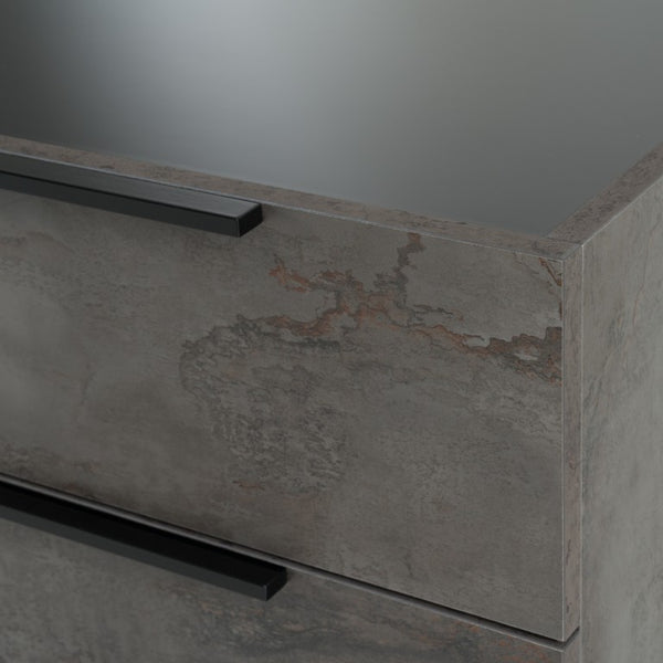 VIG Furniture Ferrara Volcano Oxide Grey Nightstand — Italian-Made Compact 2-Drawer Bedside With Soft-Close Glide, Textured Volcanic Finish VGACFERRARA-NS