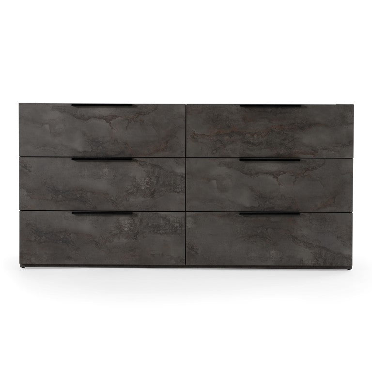 VIG Furniture Ferrara Volcano Oxide Grey Dresser With 6 Soft-Close Drawers, Italian Craftsmanship & Rustic Chic Finish VGACFERRARA-DRS