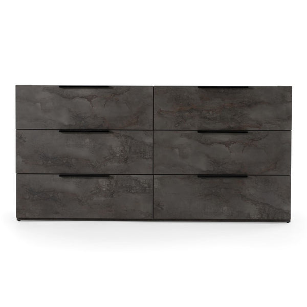 VIG Furniture Ferrara Volcano Oxide Grey Dresser With 6 Soft-Close Drawers, Italian Craftsmanship & Rustic Chic Finish VGACFERRARA-DRS