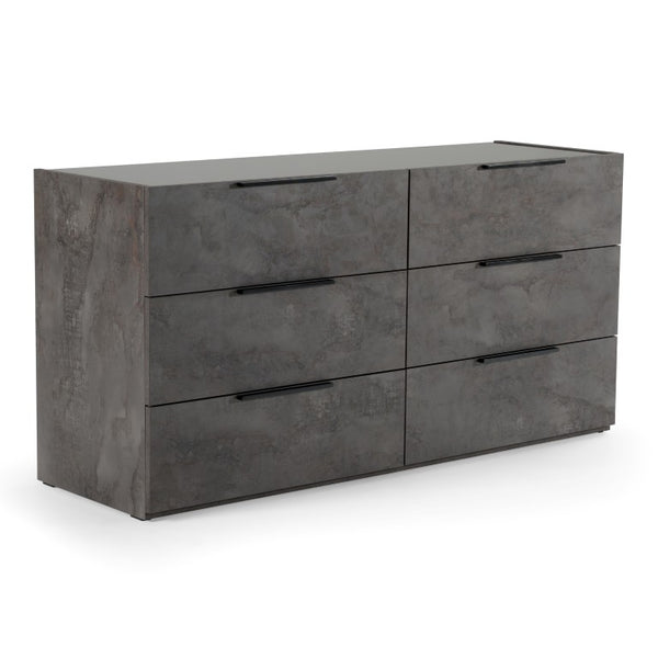 VIG Furniture Ferrara Volcano Oxide Grey Dresser With 6 Soft-Close Drawers, Italian Craftsmanship & Rustic Chic Finish VGACFERRARA-DRS