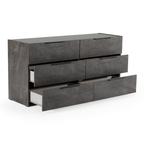 VIG Furniture Ferrara Volcano Oxide Grey Dresser With 6 Soft-Close Drawers, Italian Craftsmanship & Rustic Chic Finish VGACFERRARA-DRS