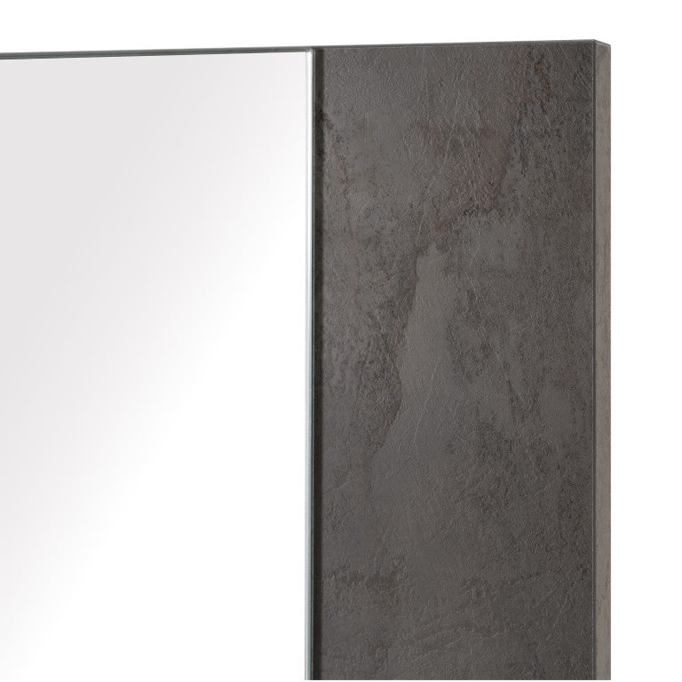 VIG Furniture Ferrara Volcano Oxide Grey Mirror — Italian-Made Offset Rectangular Design, Textured Veneer Focal Point VGACFERRARA-MIR