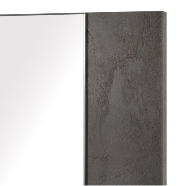 VIG Furniture Ferrara Volcano Oxide Grey Mirror — Italian-Made Offset Rectangular Design, Textured Veneer Focal Point VGACFERRARA-MIR