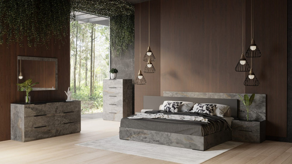 VIG Furniture Ferrara California King Modern Volcano Oxide Grey Bed Set With Nightstands, Italian Craftsmanship, Storage Convenience VGACFERRARA-BED-2NS-SET-CK
