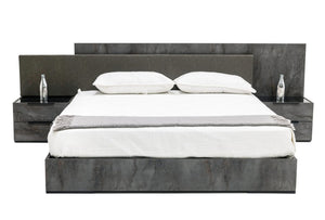 VIG Furniture Ferrara Eastern King Modern Volcano Oxide Grey Bed Set With Nightstands, Italian Craft, Storage Elegance VGACFERRARA-BED-2NS-SET-EK
