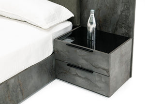 VIG Furniture Ferrara Modern Volcano Oxide Grey Queen Bed With Nightstands — Italian Design, Faux Leather, Storage VGACFERRARA-BED-2NS-SET-Q
