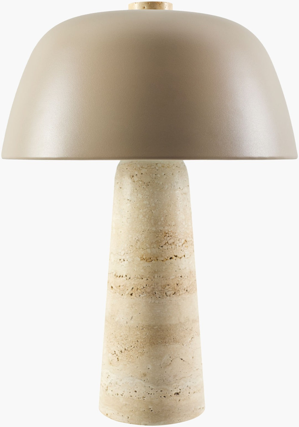 Livabliss Fes Travertine Stone Table Lamp with Metal Shade Organic Warmth for Modern Interiors FES-002