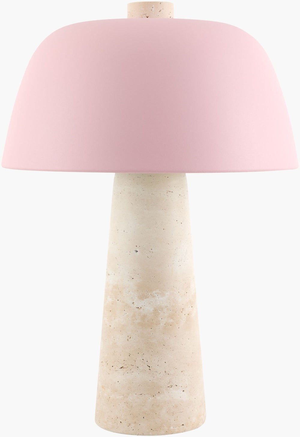 Livabliss Fes Travertine Stone Base Table Lamp with Metal Shade for Bedside or Console FES-003
