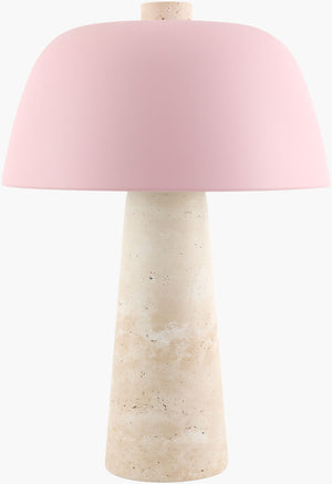 Livabliss Fes Travertine Stone Base Table Lamp with Metal Shade for Bedside or Console FES-003