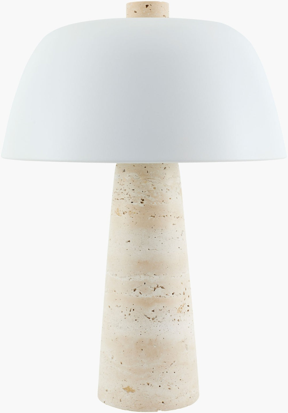 Livabliss Fes Travertine Stone Base Accent Table Lamp with Metal Shade for Modern Living Spaces FES-004