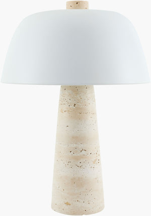 Livabliss Fes Travertine Stone Base Accent Table Lamp with Metal Shade for Modern Living Spaces FES-004