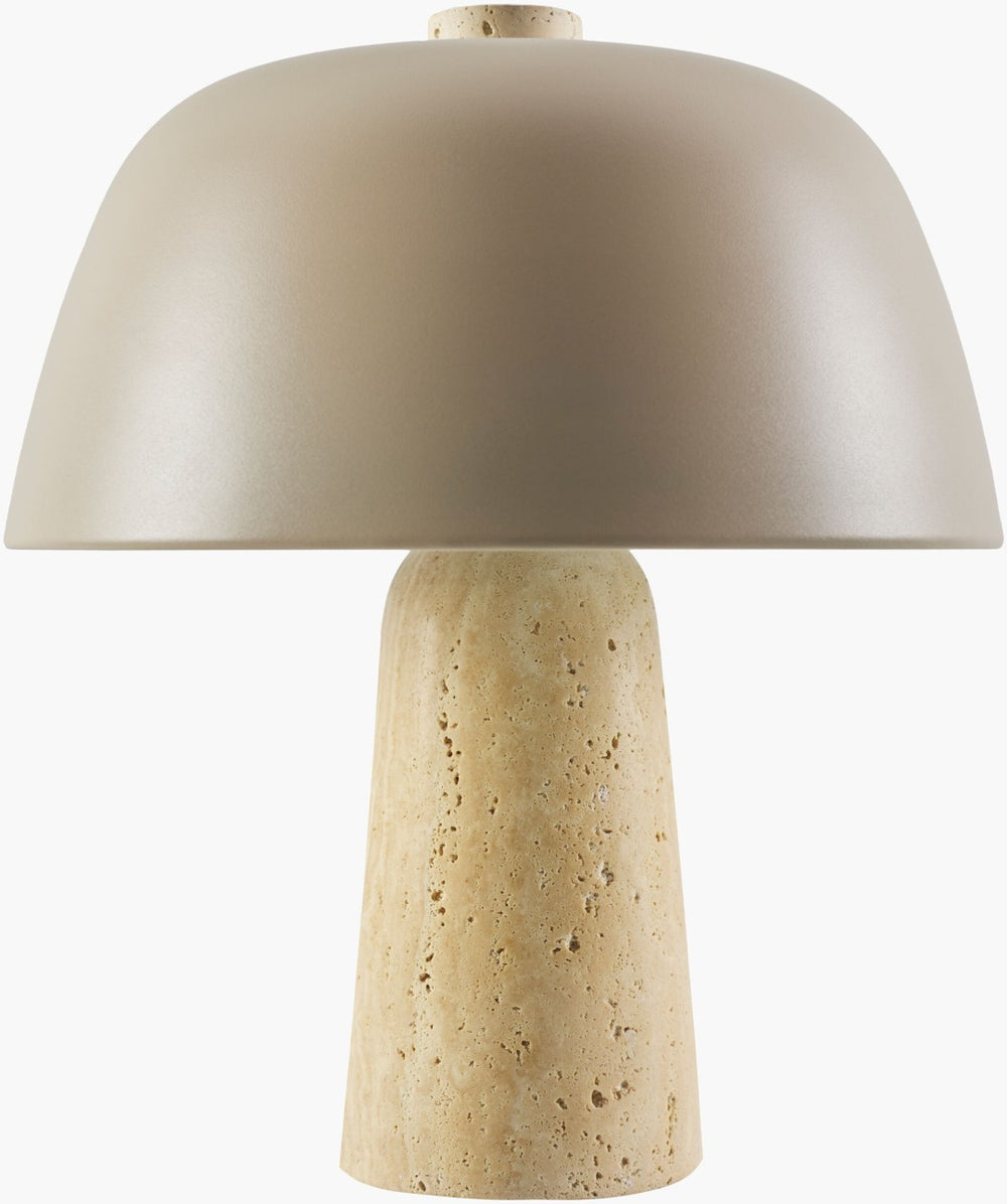 Livabliss Fes Travertine Stone Body Table Lamp with Metal Shade for Modern Industrial Interiors FES-005