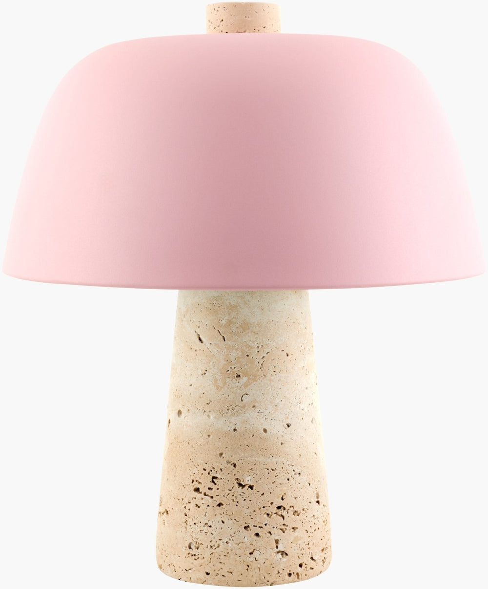 Livabliss Fes Travertine Stone Base Accent Table Lamp with Metal Shade for Modern Interiors FES-007