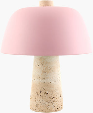 Livabliss Fes Travertine Stone Base Accent Table Lamp with Metal Shade for Modern Interiors FES-007