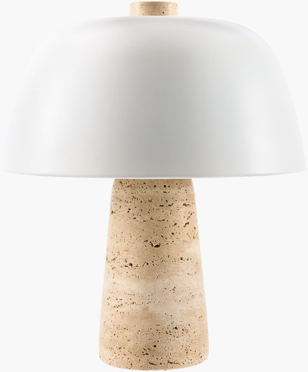 Livabliss Fes Travertine Stone Base Table Lamp with Metal Shade for Modern Industrial Interiors FES-008