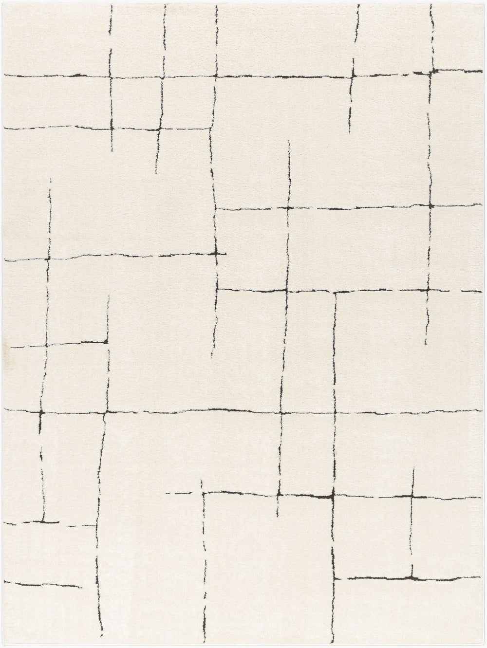 Livabliss Freud Swirl Geometric High Pile Polyester Runner Rug for Hallway or Entryway Ivory, Black 5'3" x 7' FEU2300-537
