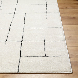 Livabliss Freud Swirl Geometric High Pile Polyester Runner Rug for Hallway or Entryway Ivory, Black 2'7" x 7'3" FEU2300-2773