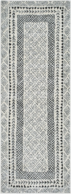 Livabliss Freud High Pile Polyester Runner Rug for Hallways Entryways and Narrow Spaces Ivory, Black 2'7" x 7'3" FEU2301-2773