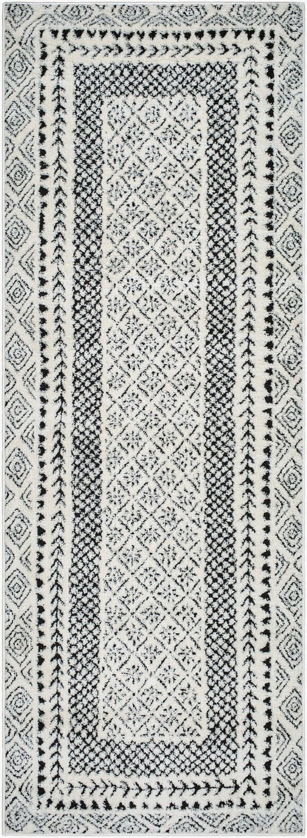Livabliss Freud High Pile Polyester Runner Rug for Hallways Entryways and Narrow Spaces Ivory, Black 2'7" x 7'3" FEU2301-2773