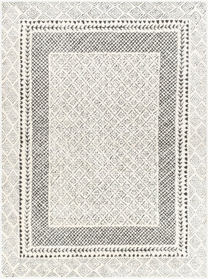 Livabliss Freud High Pile Polyester Runner Rug for Hallways Entryways and Narrow Spaces Ivory, Black 6'7" x 9' FEU2301-679