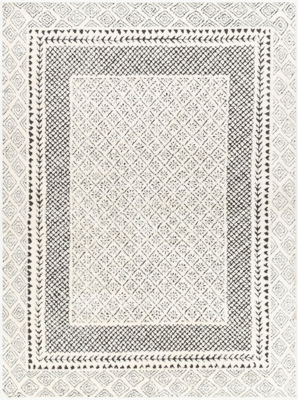 Livabliss Freud High Pile Polyester Runner Rug for Hallways Entryways and Narrow Spaces Ivory, Black 6'7" x 9' FEU2301-679